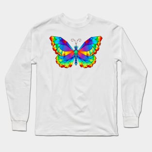 Rainbow Polygonal Butterfly Long Sleeve T-Shirt